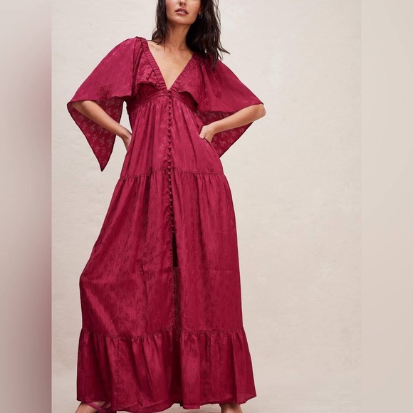 Free People Dresses & Skirts - Free People Cha Cha Maxi Dress Cherry Red NWT